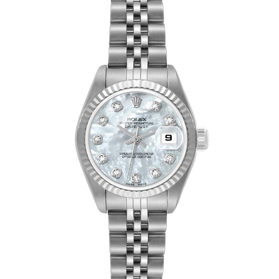 Rolex Datejust Steel White Gold Mother Of Pearl Diamond Ladies Watch 79174 Box Papers SwissWatchExpo