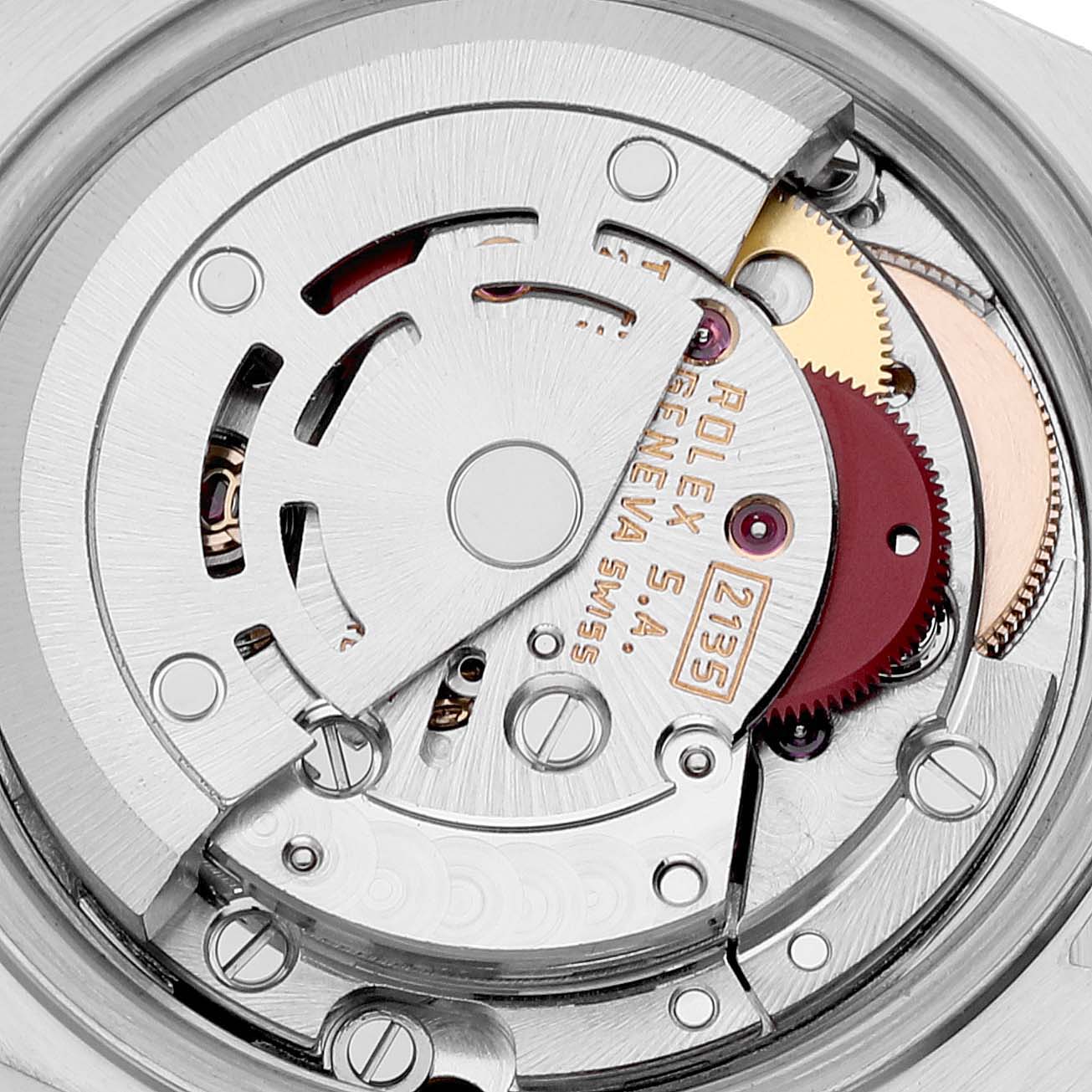This image shows an internal view of the movement mechanism of a Rolex Datejust 69173 Women's Steel and Gold (two tone) Champagne Dial 69173 Women's Steel and Gold (two tone) Champagne Dial watch.