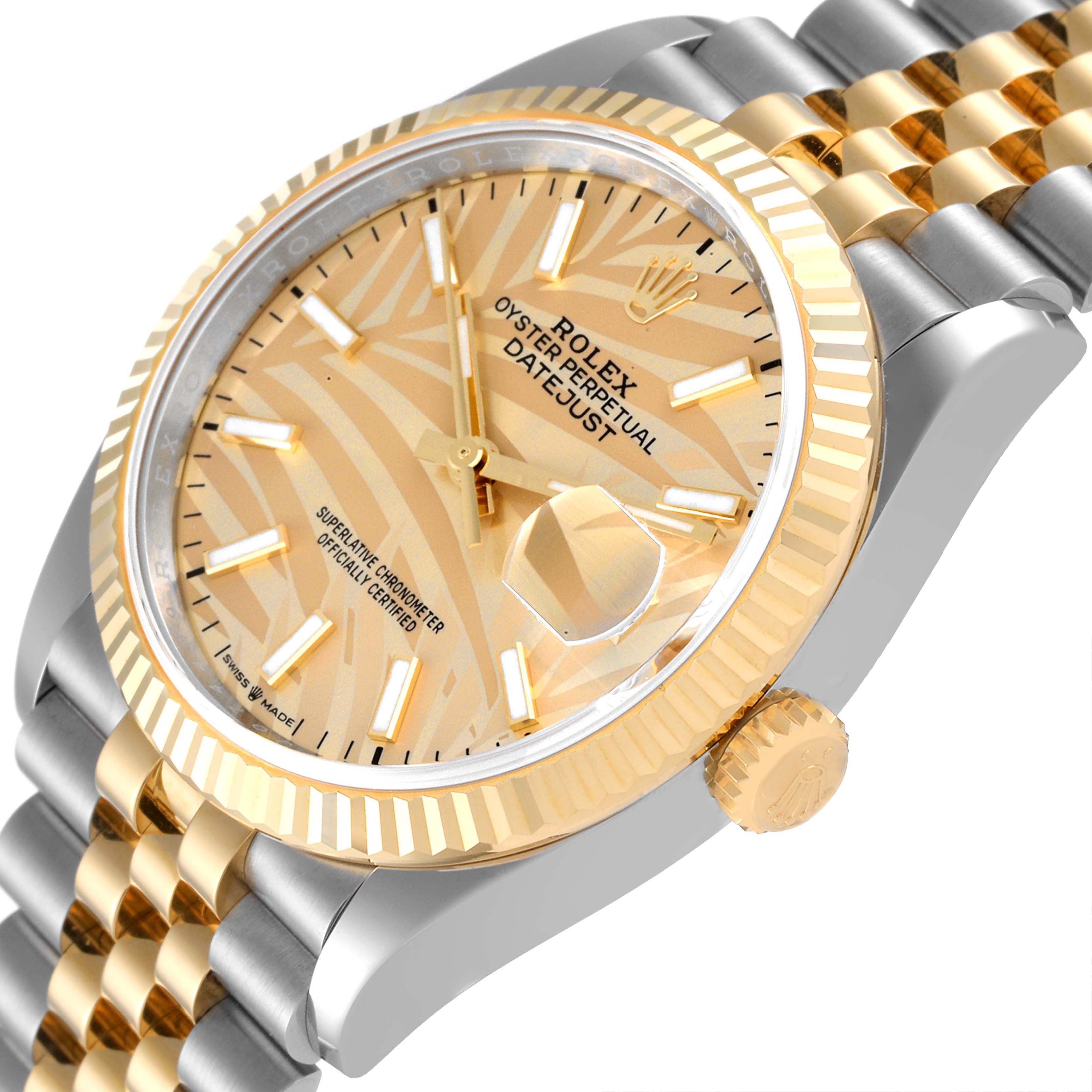 The image shows a close-up angle of the Rolex Datejust 126233 Men's Steel and Gold (two tone) Champagne Dial 126233 Men's Steel and Gold (two tone) Champagne Dial watch, highlighting the dial, bezel, and Jubilee bracelet.