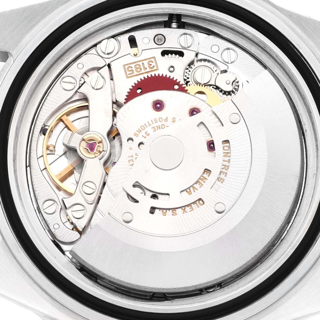 This image shows the internal mechanical movement of a Rolex GMT-Master 16710 Men
s Stainless Steel Black Dial 16710 Men
s Stainless Steel Black Dial watch from the back view.