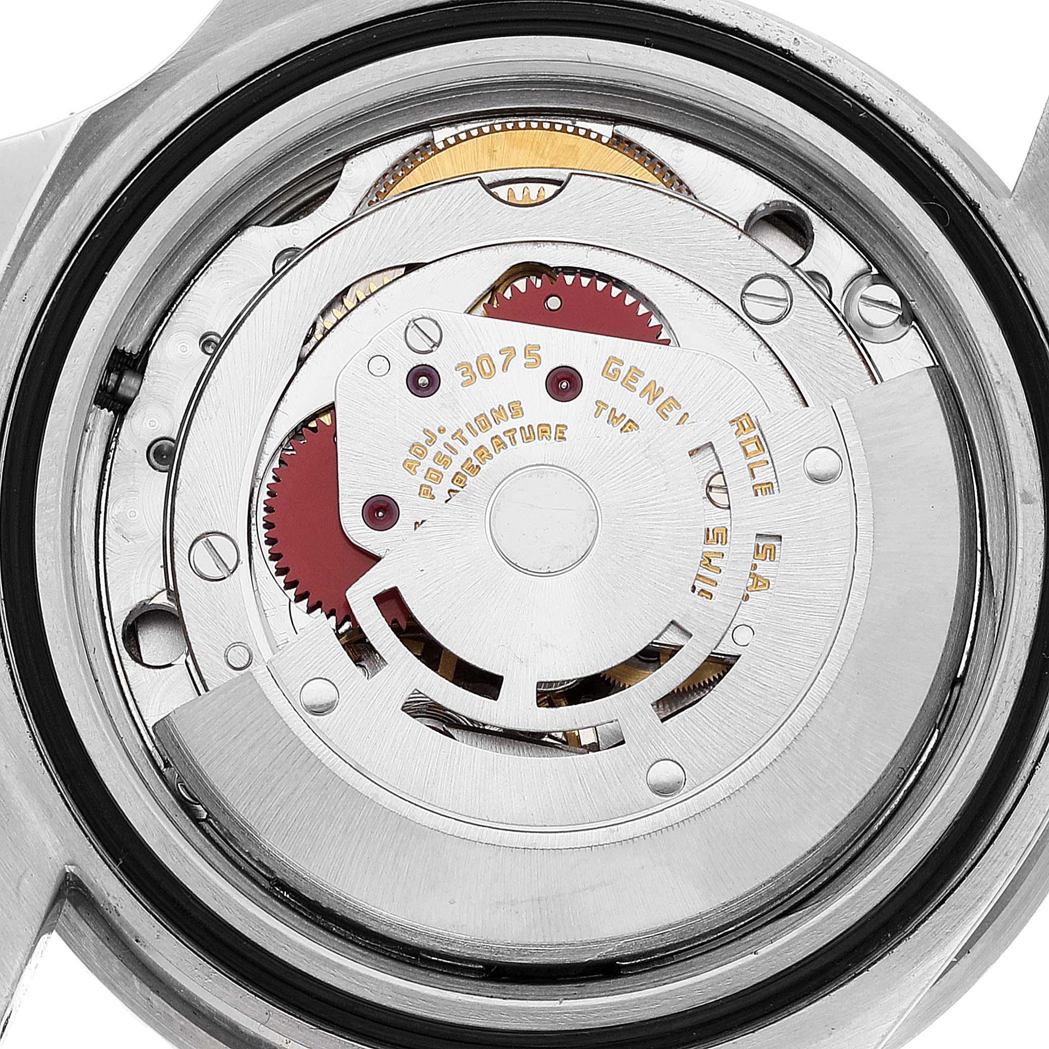 The image shows the internal mechanical movement of a Rolex Vintage Collection 16750 Men's Stainless Steel Black Dial 16750 Men's Stainless Steel Black Dial watch viewed from the back.