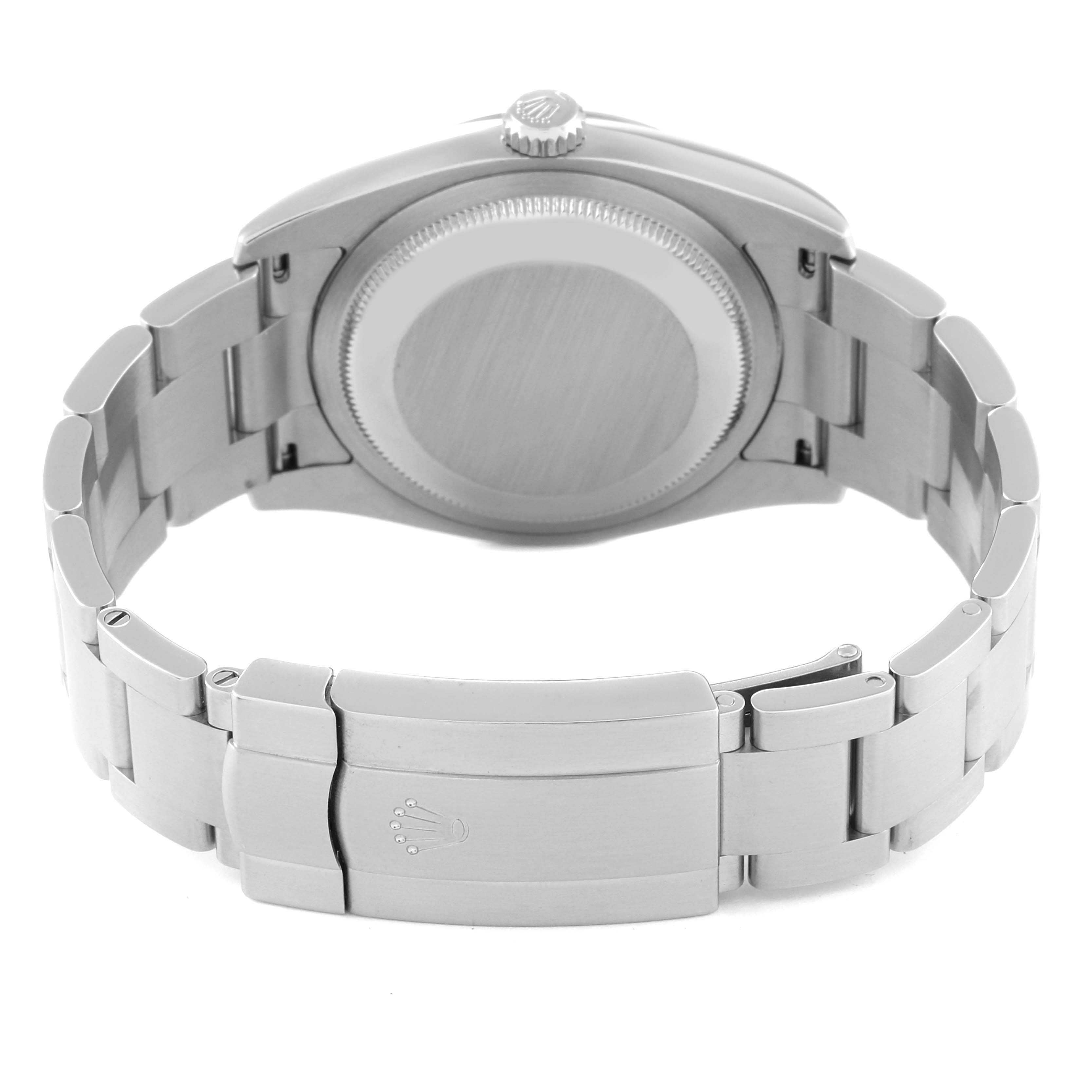The image shows the back case and bracelet of a Rolex Oyster Perpetual 116034 Men's Stainless Steel Silver Dial 116034 Men's Stainless Steel Silver Dial watch, viewed from the rear angle.