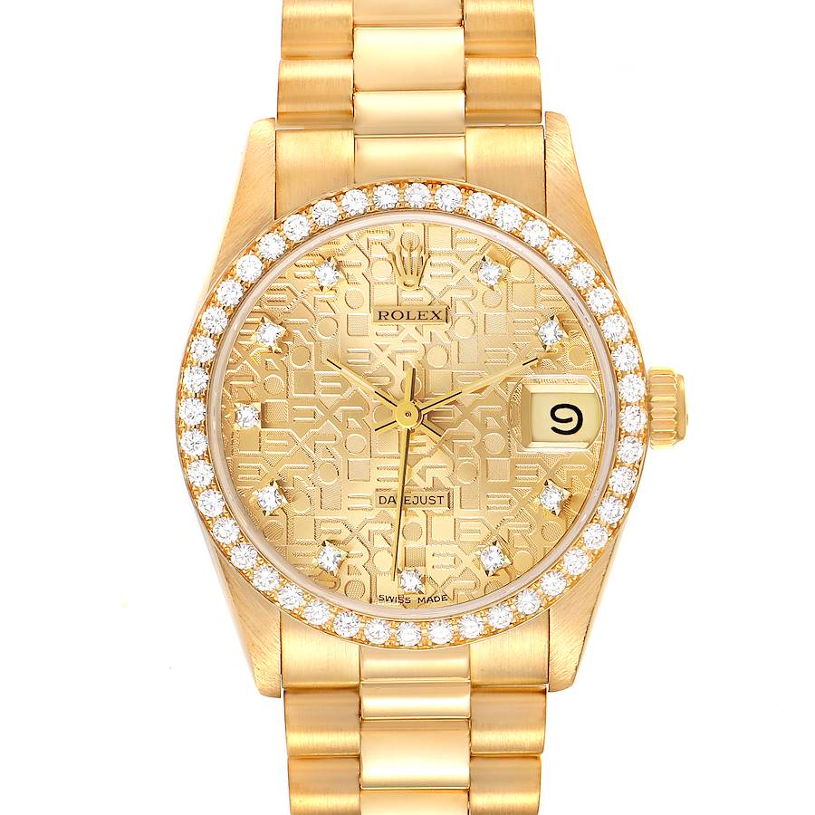 Rolex President Datejust 31 Midsize Yellow Gold Diamond Ladies Watch 68288 SwissWatchExpo