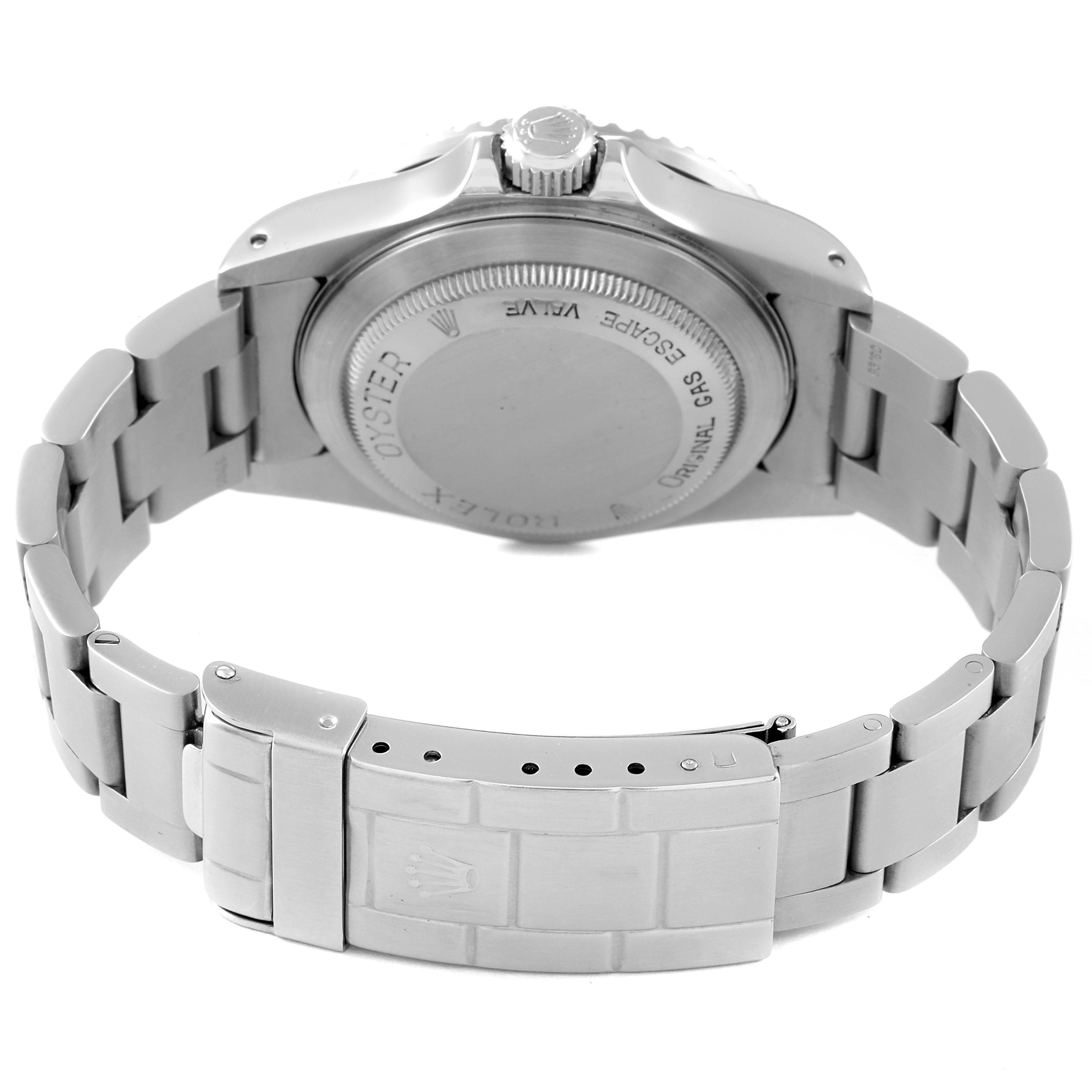 The image shows the back view of the Rolex Vintage Collection 16660 Men's Stainless Steel Black Dial 16660 Men's Stainless Steel Black Dial watch, highlighting the case back, bracelet, and clasp.