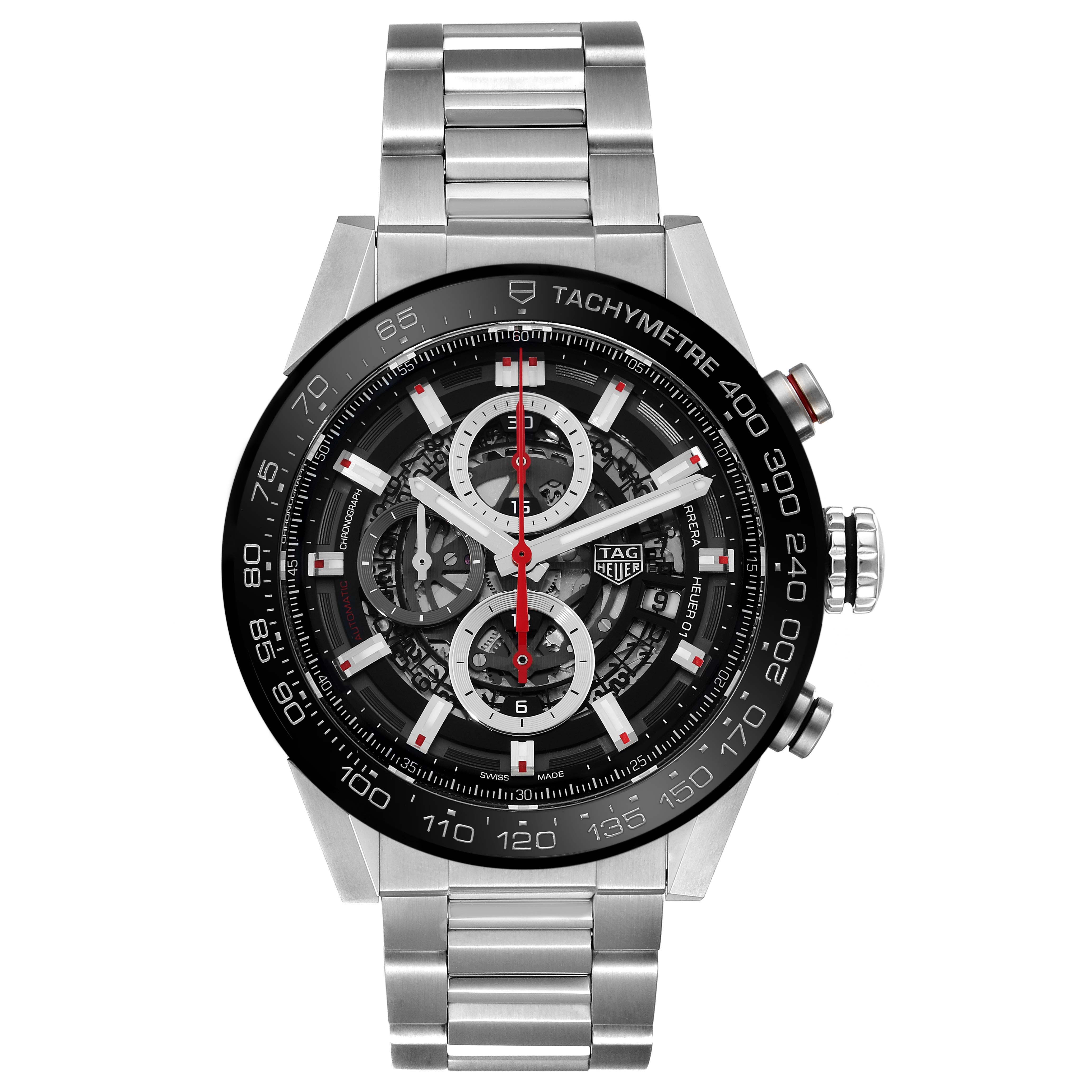 TAG Heuer Carrera Skeleton Dial Steel Mens Watch CAR201V Box Card ...