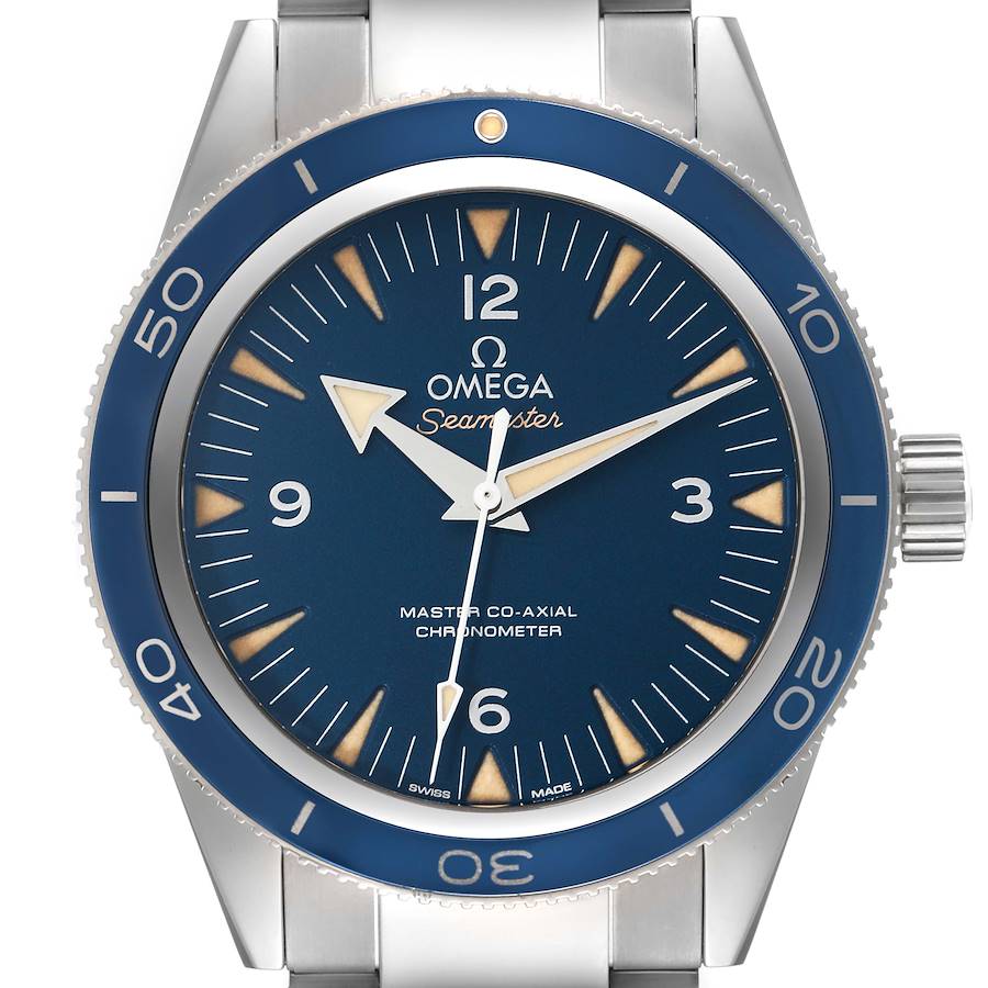Omega Seamaster 300 Blue Dial Titanium Watch 233.90.41.21.03.001 Box Card SwissWatchExpo