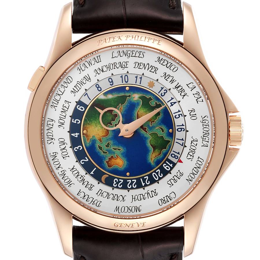 Patek Philippe World Time Complications Rose Gold Earth Dial Mens Watch 5131 SwissWatchExpo