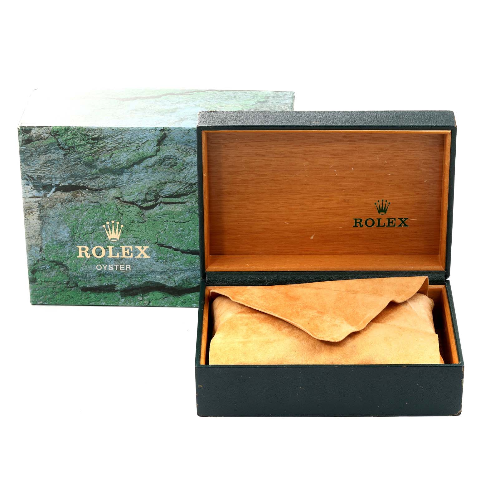 The image shows the box and leather pouch for the Rolex Air-King 14000 Men's Stainless Steel Blue Dial 14000 Men's Stainless Steel Blue Dial model.