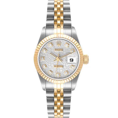 Photo of Rolex Datejust Steel Yellow Gold Anniversary Diamond Dial Watch 69173 Box Papers