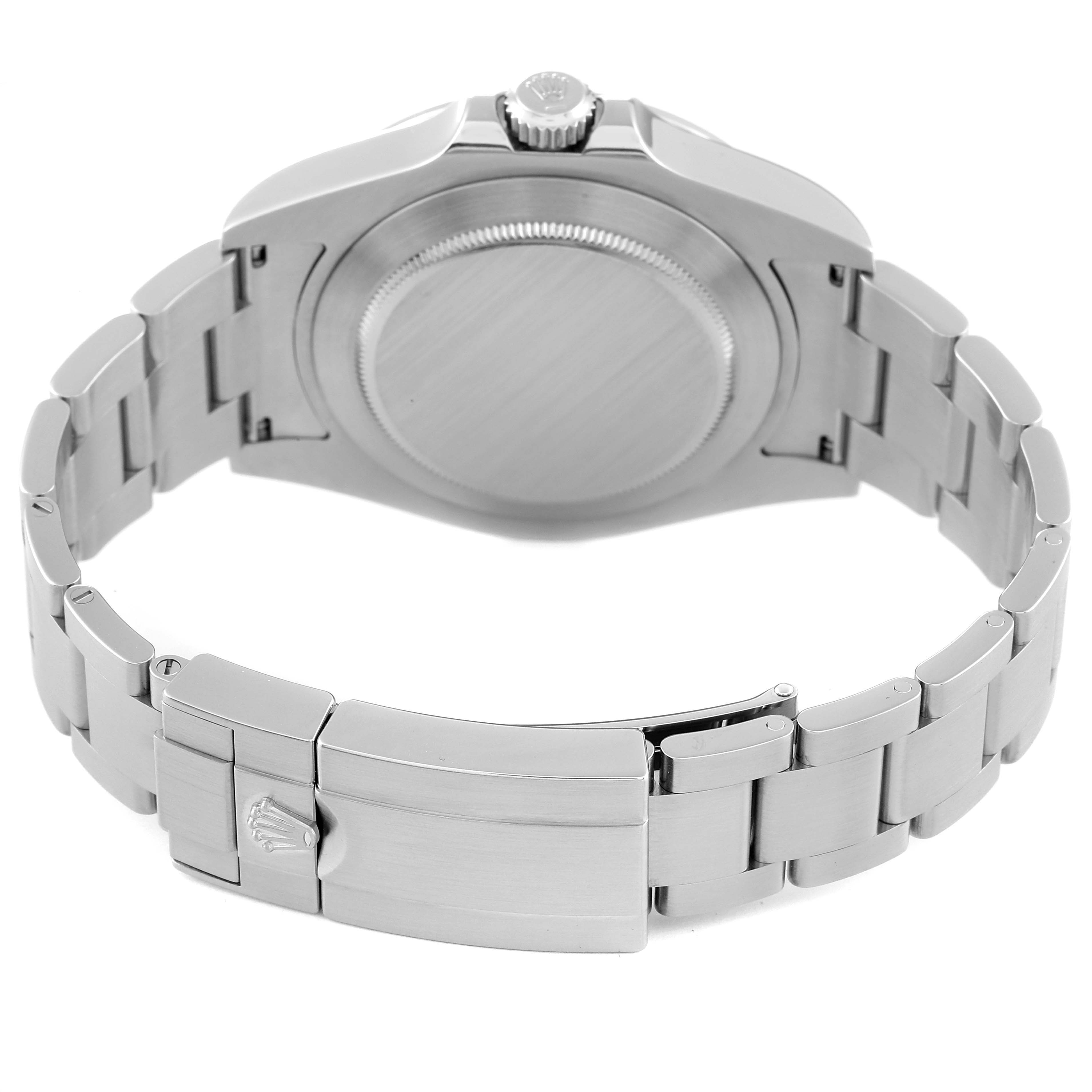 The image shows the back case and bracelet of a Rolex Explorer 216570 Men's Stainless Steel White Dial 216570 Men's Stainless Steel White Dial watch, viewed from the back side.