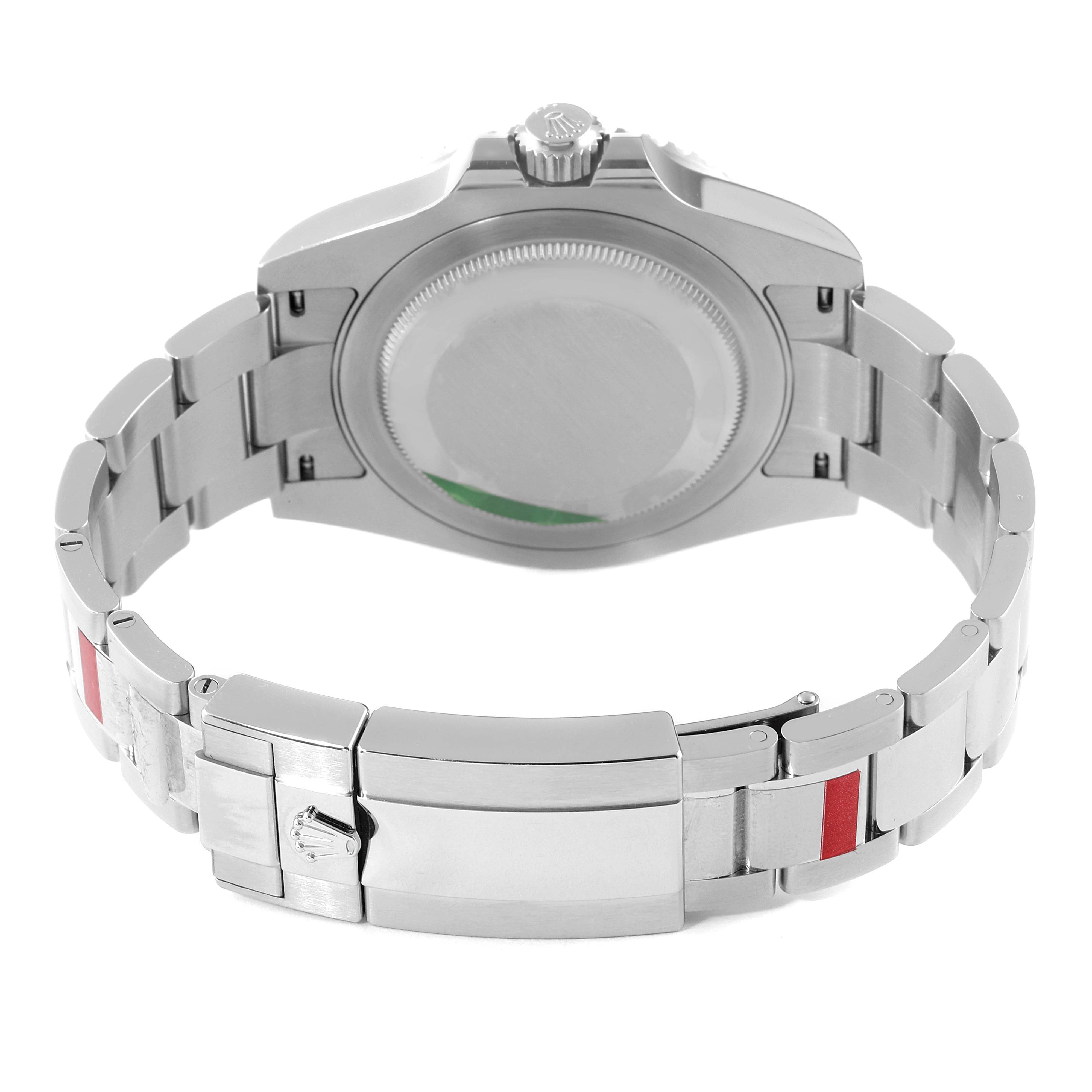 The image shows the back view of a Rolex GMT-Master 126710 Men's Stainless Steel Black Dial 126710 Men's Stainless Steel Black Dial watch, highlighting the case back, crown, and bracelet.