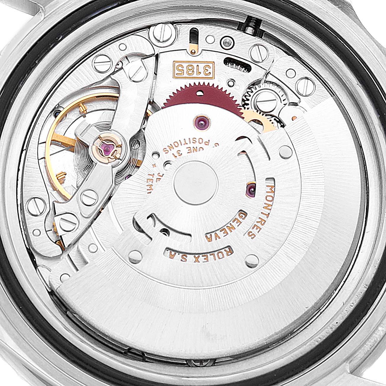 The image shows the internal mechanism and rotor of a Rolex GMT-Master 16710 Men's Stainless Steel Black Dial 16710 Men's Stainless Steel Black Dial watch, viewed from the back.