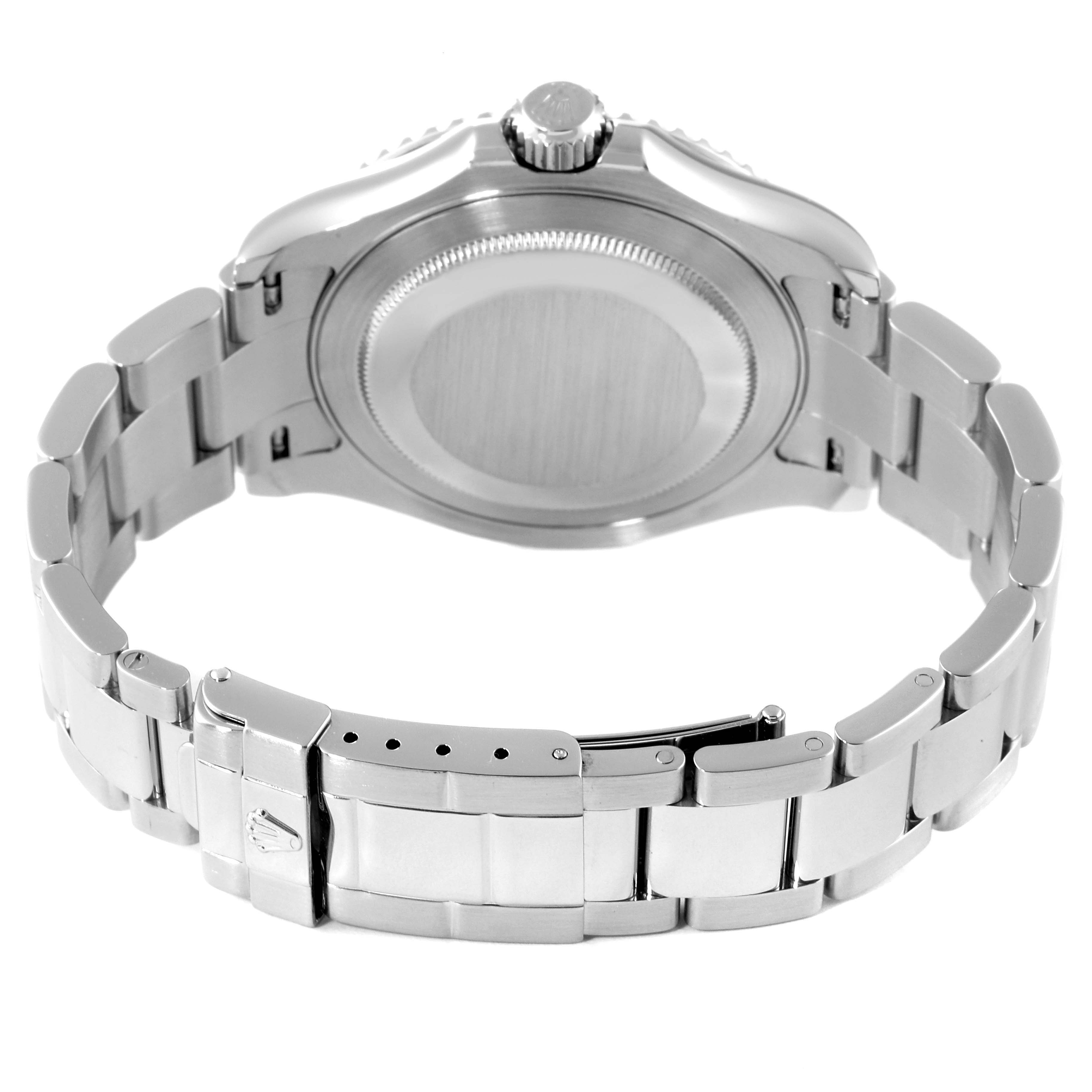 The image shows the back and clasp of a Rolex Yacht-Master 16622 Men's Stainless Steel Silver Dial 16622 Men's Stainless Steel Silver Dial watch.