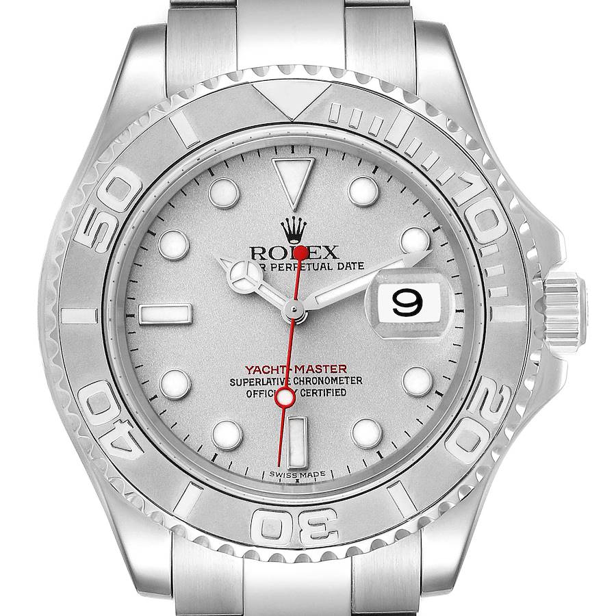 Rolex Yachtmaster 40mm Steel Platinum Dial Bezel Mens Watch 16622 Box Papers SwissWatchExpo