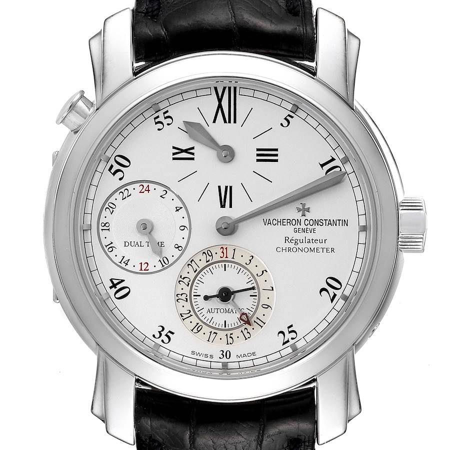 Vacheron Constantin Malte Dual Time Regulator White Gold Mens Watch 42005 SwissWatchExpo