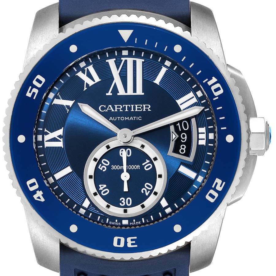 Cartier Calibre Diver Stainless Steel Blue Dial Watch WSCA0010 Papers SwissWatchExpo