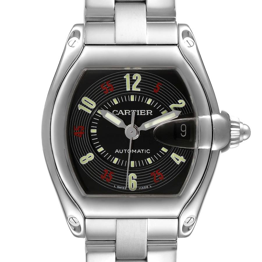 Cartier Roadster Vegas Roulette Red Green Steel Watch W62002V3 Box Papers SwissWatchExpo
