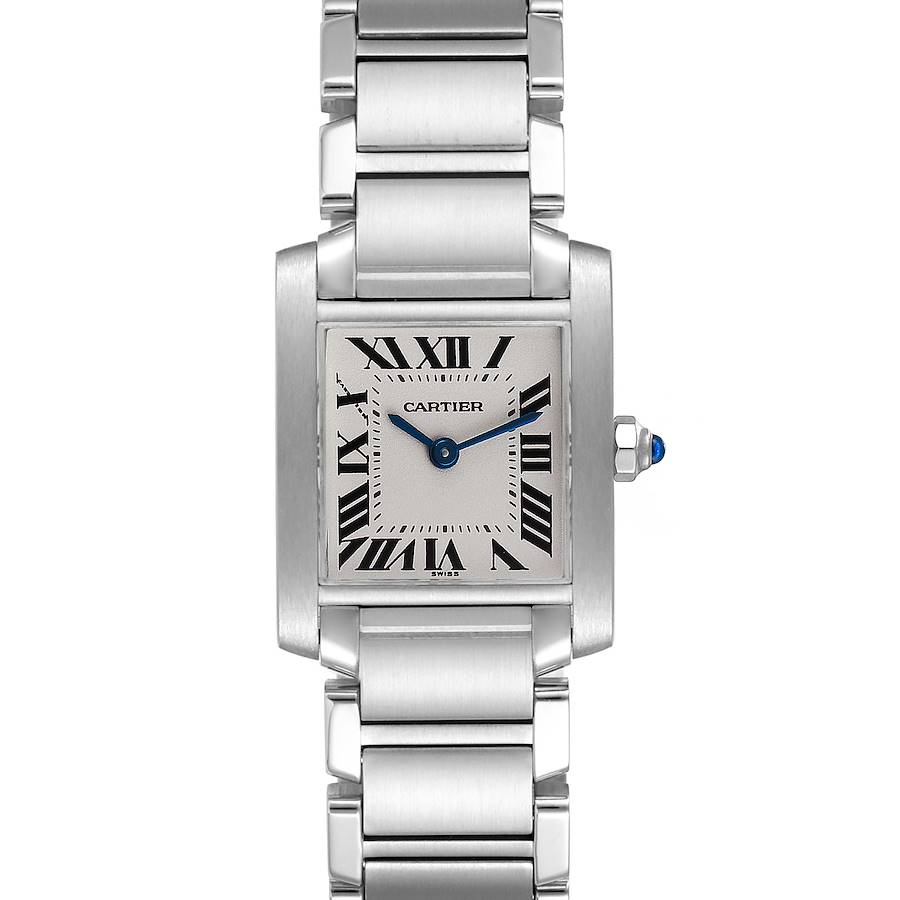 Cartier Tank Francaise Silver Dial Blue Hands Ladies Watch W51008Q3 SwissWatchExpo