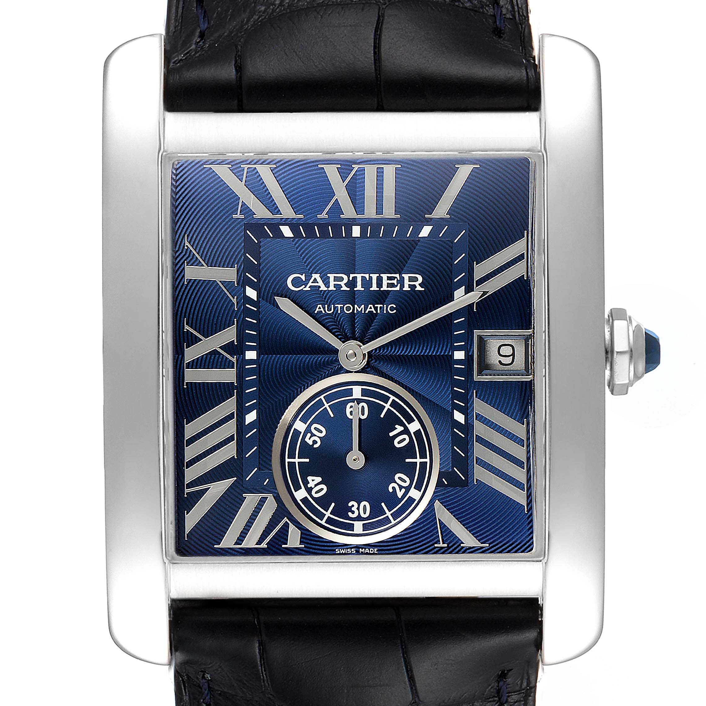 Cartier Tank MC Blue Dial Automatic Steel Mens Watch WSTA0010 Box ...
