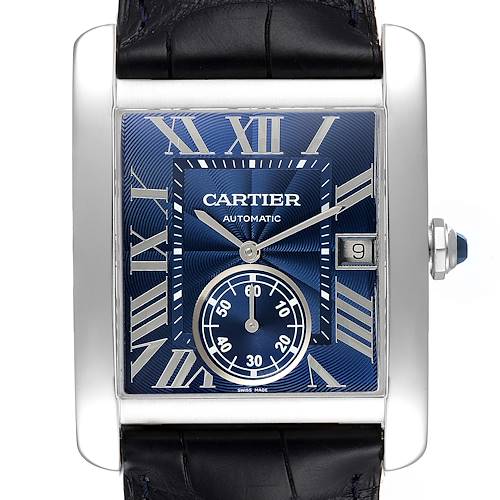 Photo of Cartier Tank MC Blue Dial Automatic Steel Mens Watch WSTA0010 Box Papers