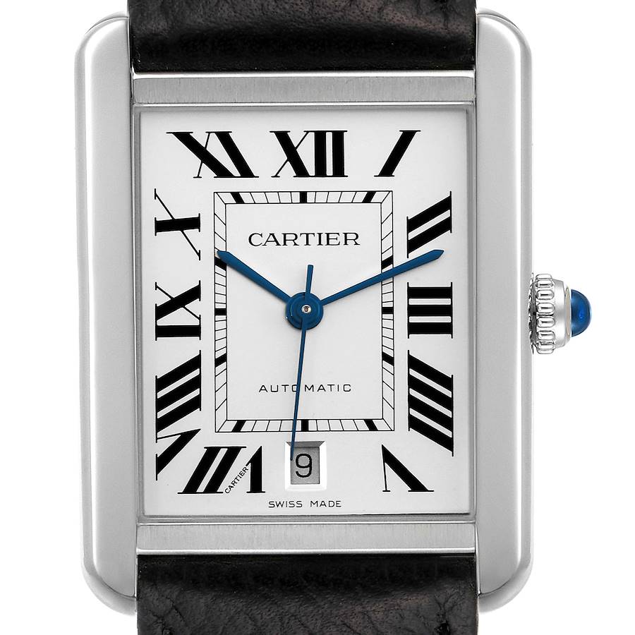 Cartier Tank Solo XL Automatic Stainless Steel Mens Watch WSTA0029 Box Papers SwissWatchExpo