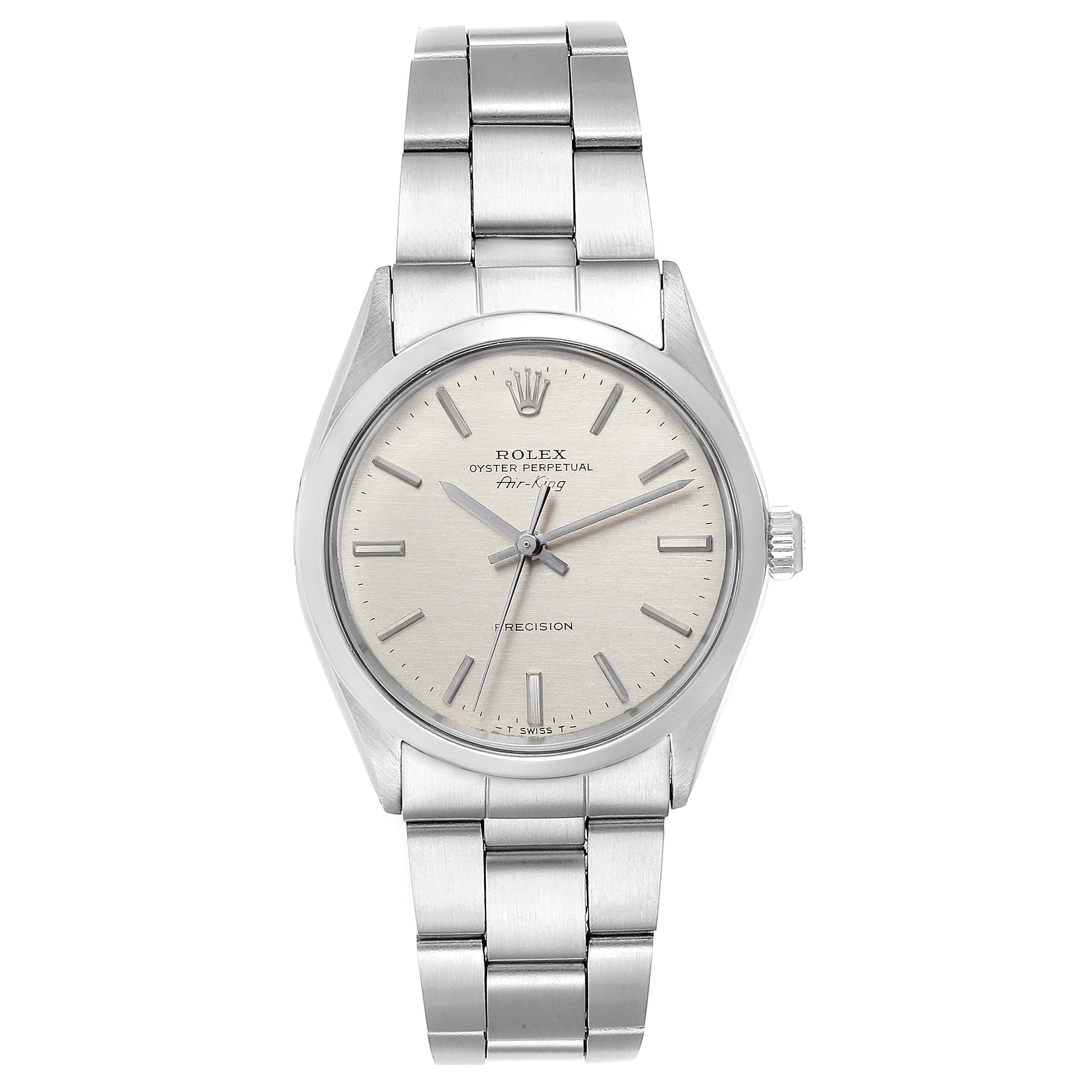Rolex Air King Vintage Stainless Steel Silver Dial Mens Watch 5500 ...