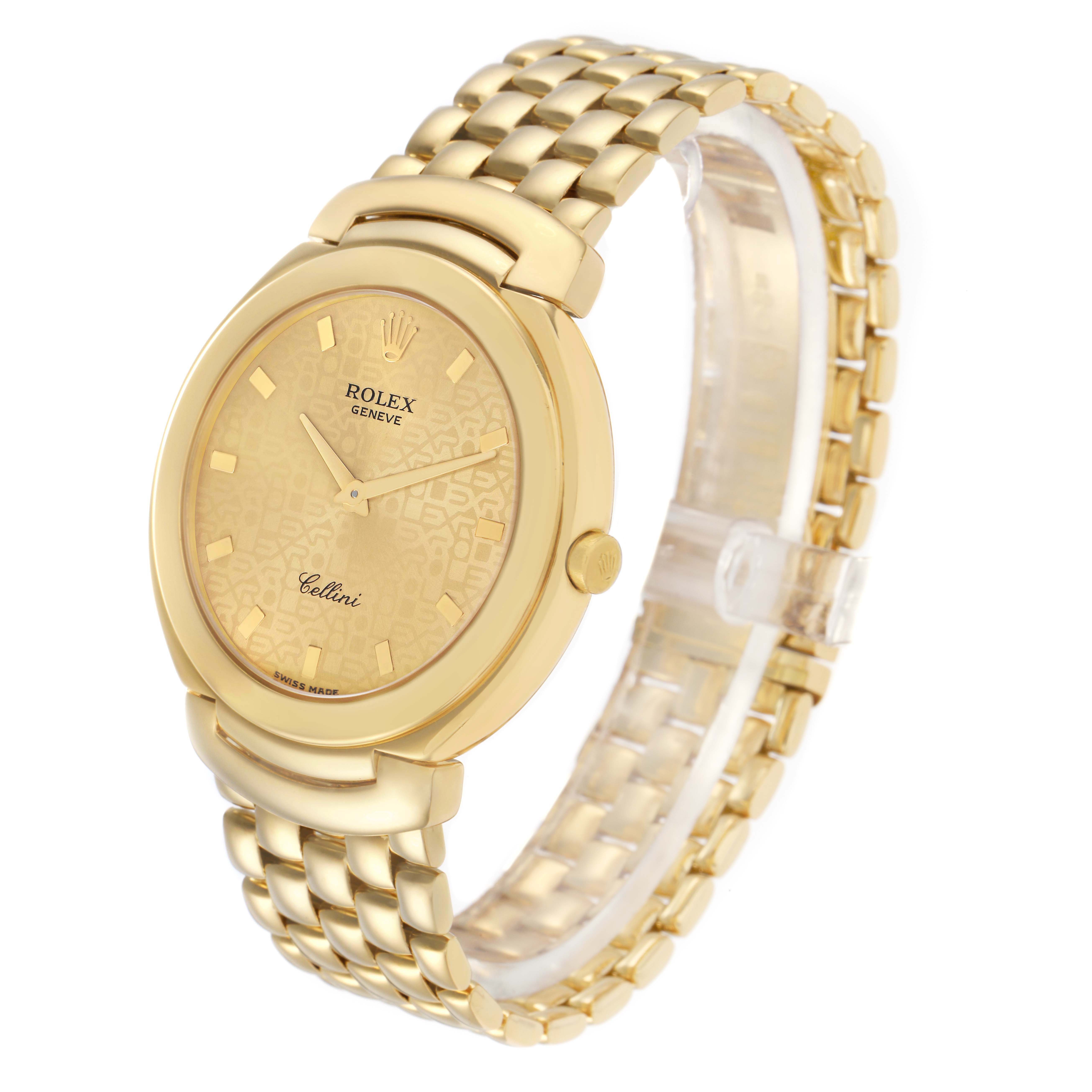 The Rolex Cellini 6623 Men's Yellow Gold Champagne Dial 6623 Men's Yellow Gold Champagne Dial watch is shown at an angled front view, highlighting the dial, case, bracelet, and crown.