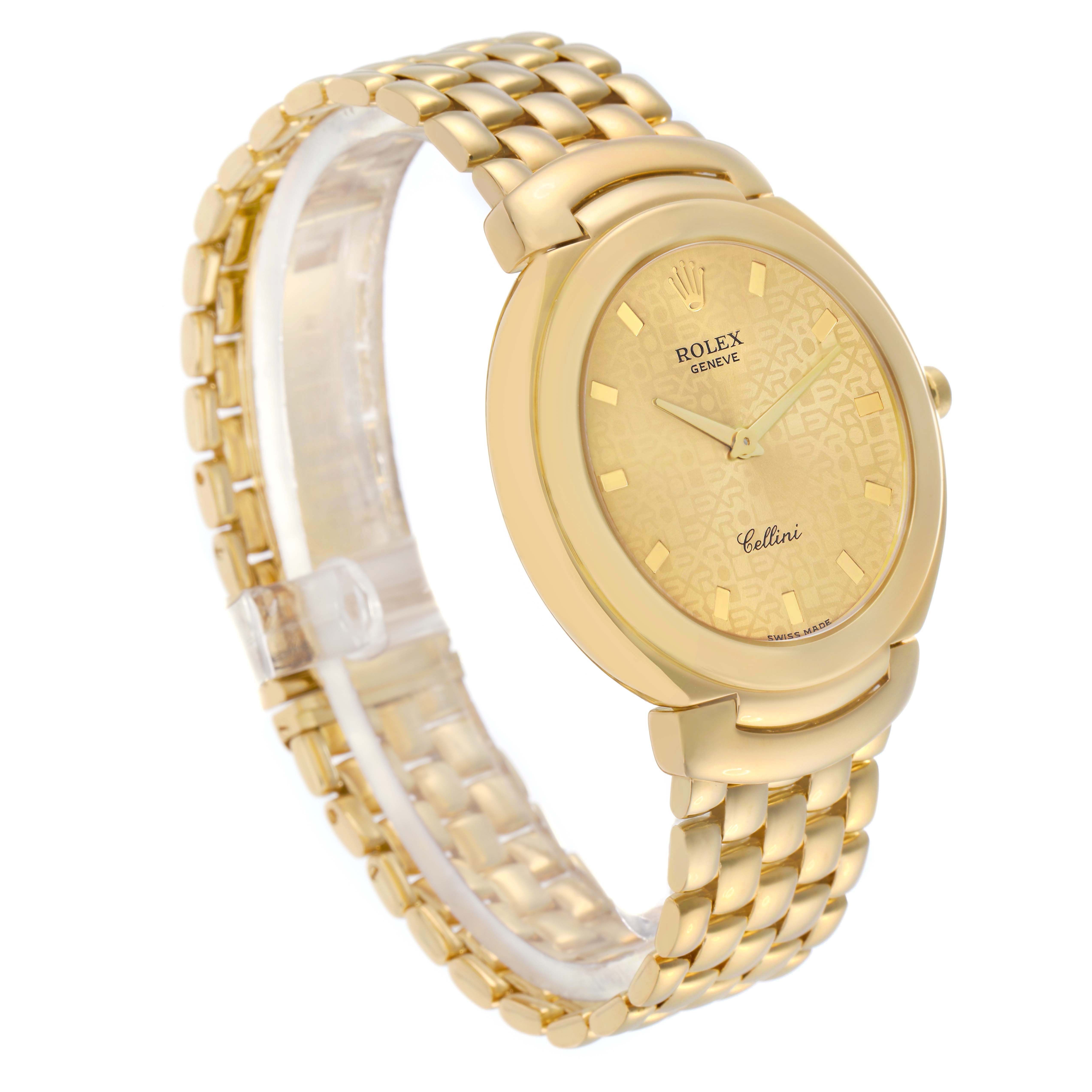 The Rolex Cellini 6623 Men's Yellow Gold Champagne Dial 6623 Men's Yellow Gold Champagne Dial watch is shown at a three-quarter angle, highlighting the gold dial, bezel, and bracelet design.