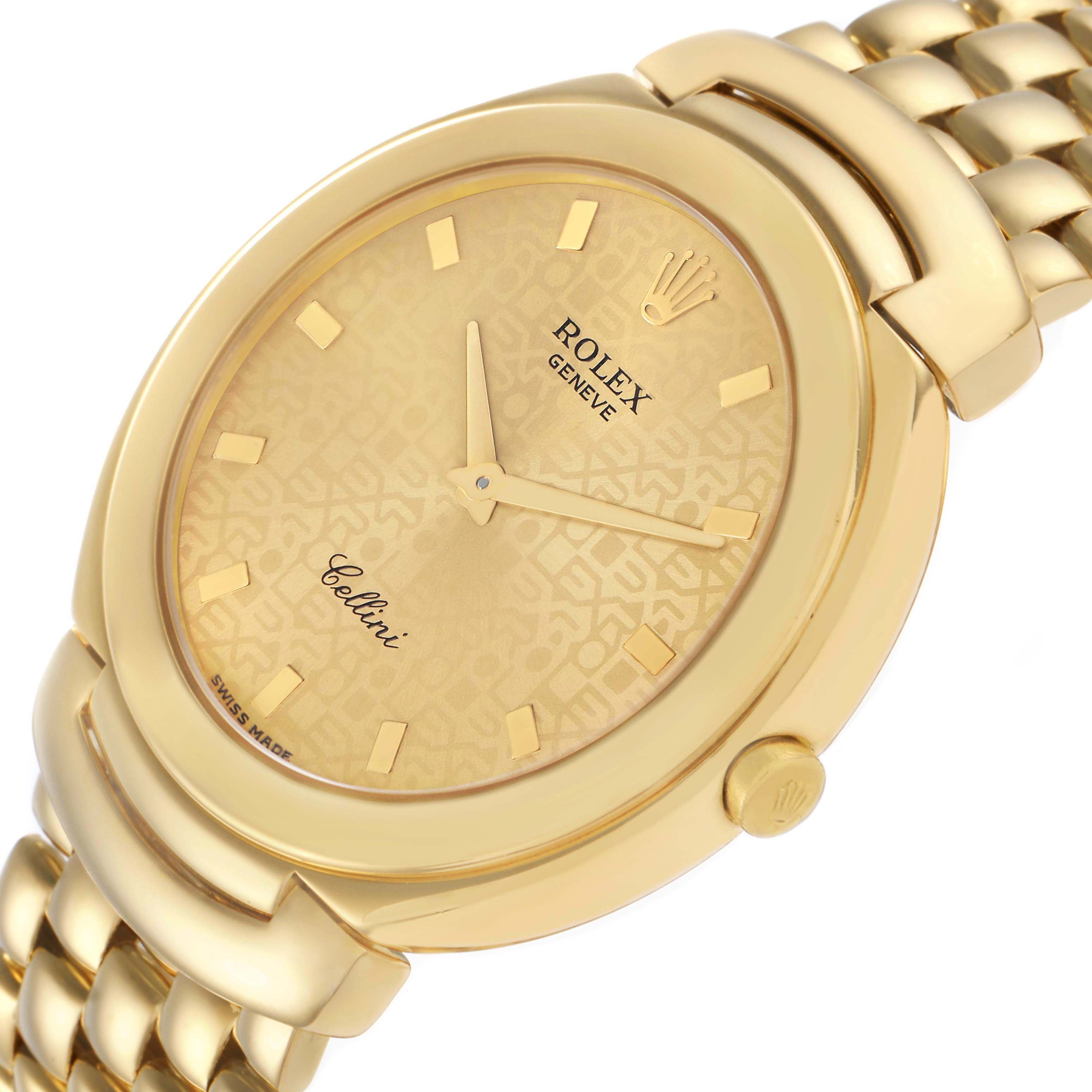 The Rolex Cellini 6623 Men's Yellow Gold Champagne Dial 6623 Men's Yellow Gold Champagne Dial watch is shown at a slight angle, highlighting its gold case, dial, crown, and part of the bracelet.