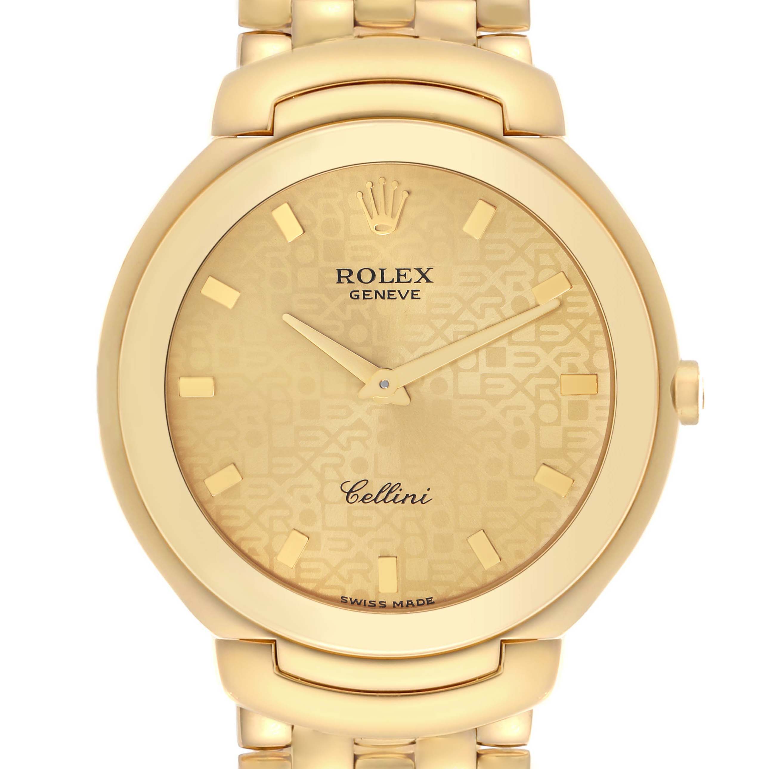 The Rolex Cellini 6623 Men's Yellow Gold Champagne Dial 6623 Men's Yellow Gold Champagne Dial watch is shown from a front angle, highlighting its gold dial, hands, and bracelet.