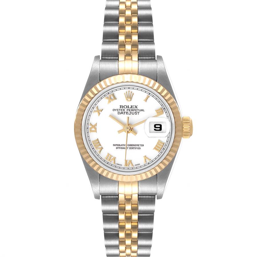 Rolex Datejust 26 Steel Yellow Gold White Roman Dial Watch 79173 Box Papers SwissWatchExpo