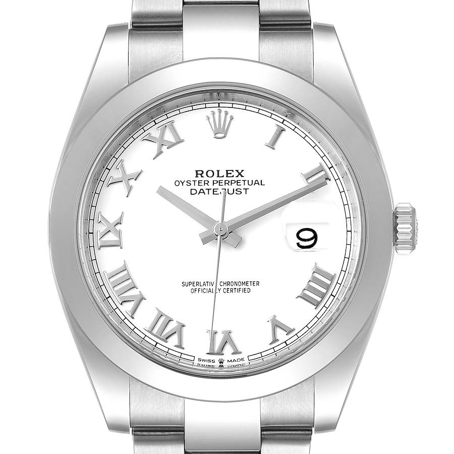 Rolex Datejust 41 White Dial Stainless Steel Mens Watch 126300 Box Card SwissWatchExpo