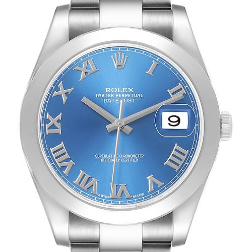 Photo of Rolex Datejust II 41 Steel Blue Roman Dial Mens Watch 116300