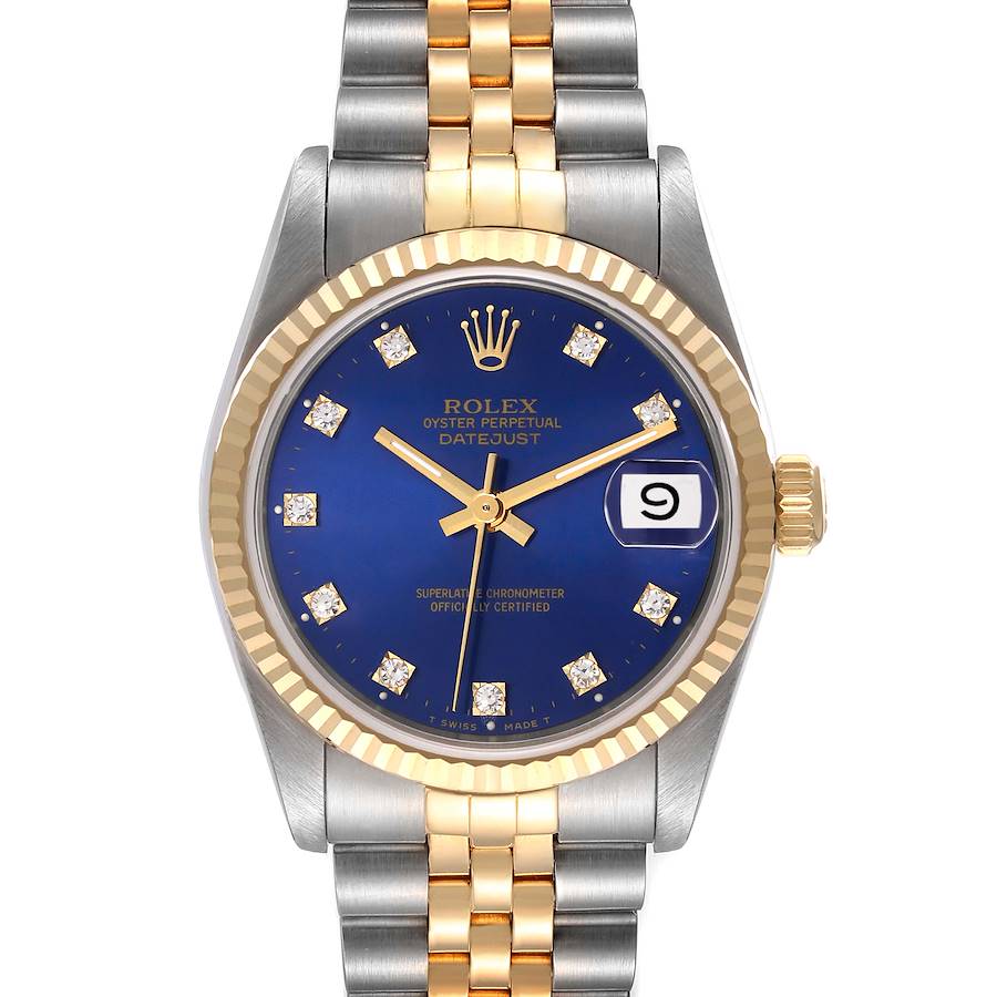 Rolex Datejust Midsize 31 Steel Yellow Gold Diamond Dial Watch 68273 Box Papers SwissWatchExpo