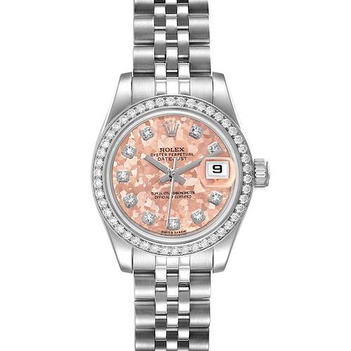 Photo of Rolex Datejust Steel Pink Gold Crystal Diamond Ladies Watch 179384