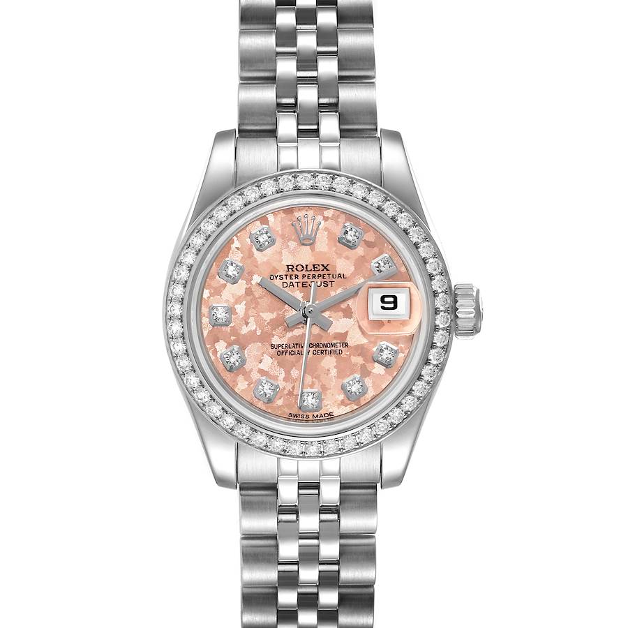 Rolex Datejust Steel Pink Gold Crystal Diamond Ladies Watch 179384 SwissWatchExpo