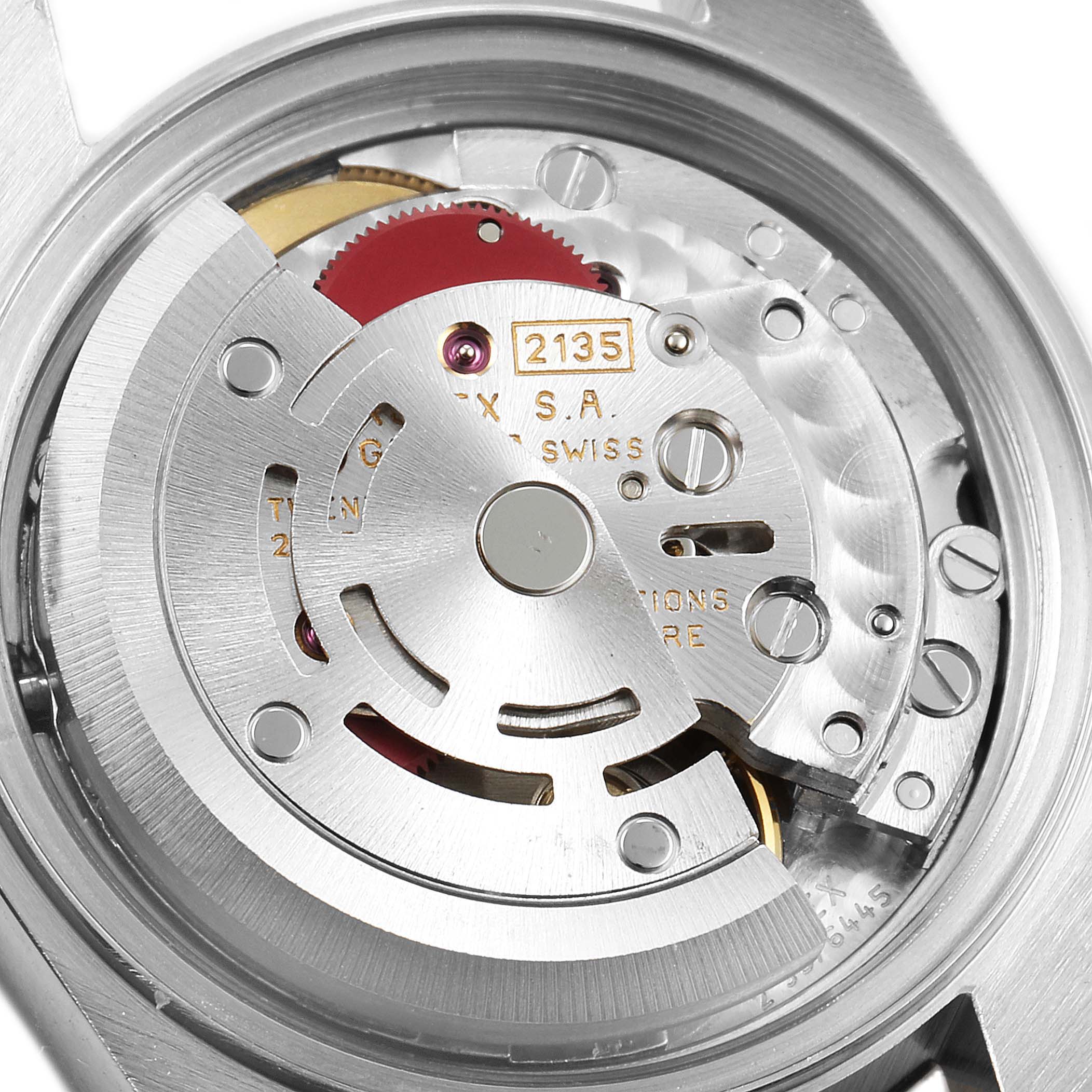 This image shows a close-up view of the internal movement mechanism of a Rolex Datejust 69173 Women's Steel and Gold (two tone) Champagne Dial 69173 Women's Steel and Gold (two tone) Champagne Dial watch.