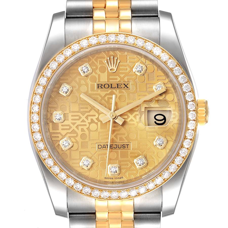 Rolex Datejust Steel Yellow Gold Anniversary Diamond Watch 116243 Box Card SwissWatchExpo