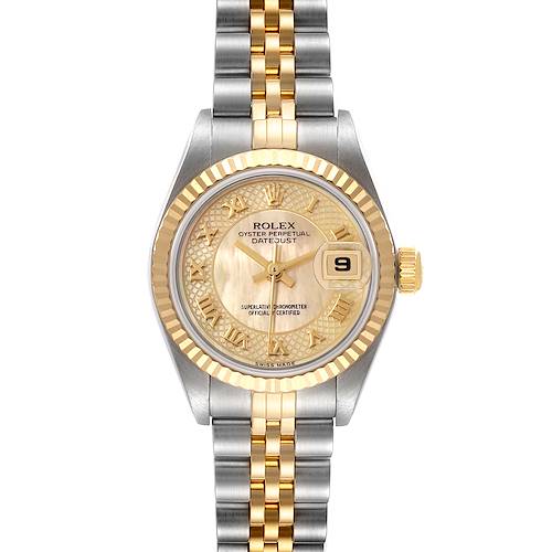 Photo of Rolex Datejust Steel Yellow Gold Decorated MOP Dial Watch 79173 Box Papers