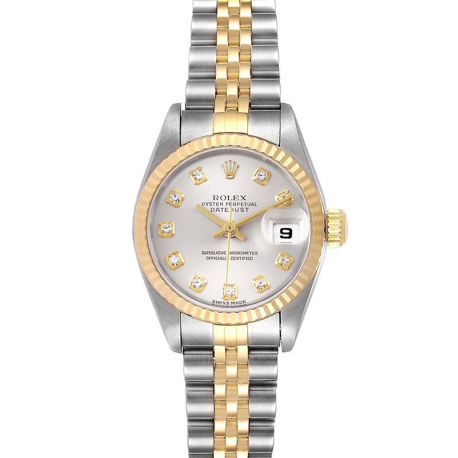 Rolex Datejust Steel Yellow Gold Silver Diamond Dial Watch 79173 Box Papers SwissWatchExpo
