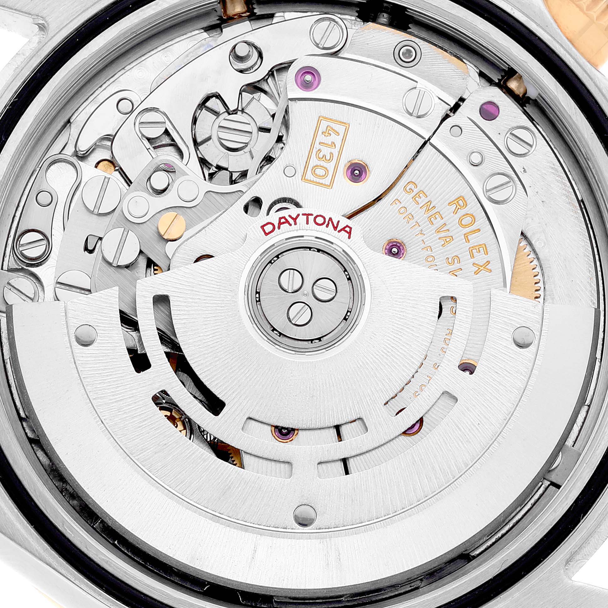 This image shows the underbelly interior workings and mechanism of the Rolex Daytona 116523 Men
s Steel and Gold (two tone) Black Dial 116523 Men
s Steel and Gold (two tone) Black Dial watch.