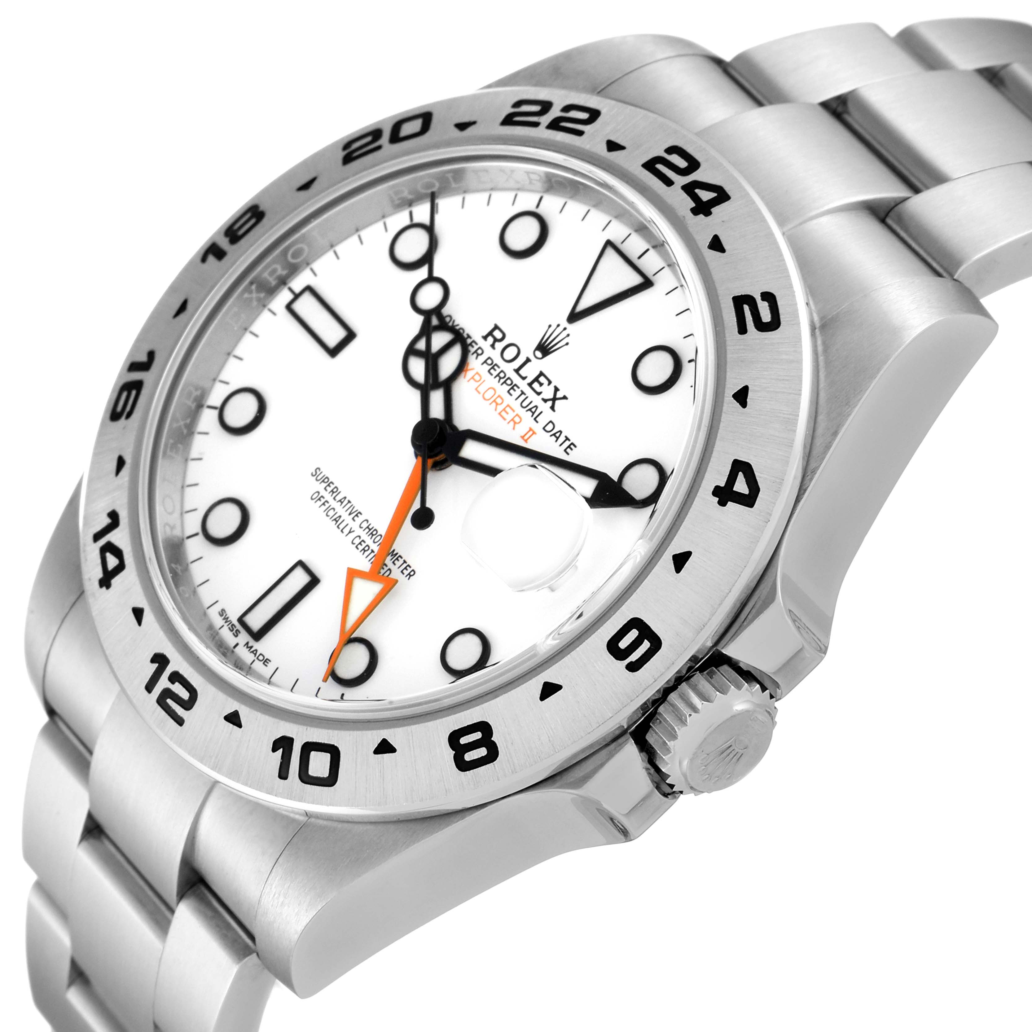 The Rolex Explorer 216570 Men's Stainless Steel White Dial 216570 Men's Stainless Steel White Dial watch is shown at a three-quarter angle, displaying the face, case, and bracelet.
