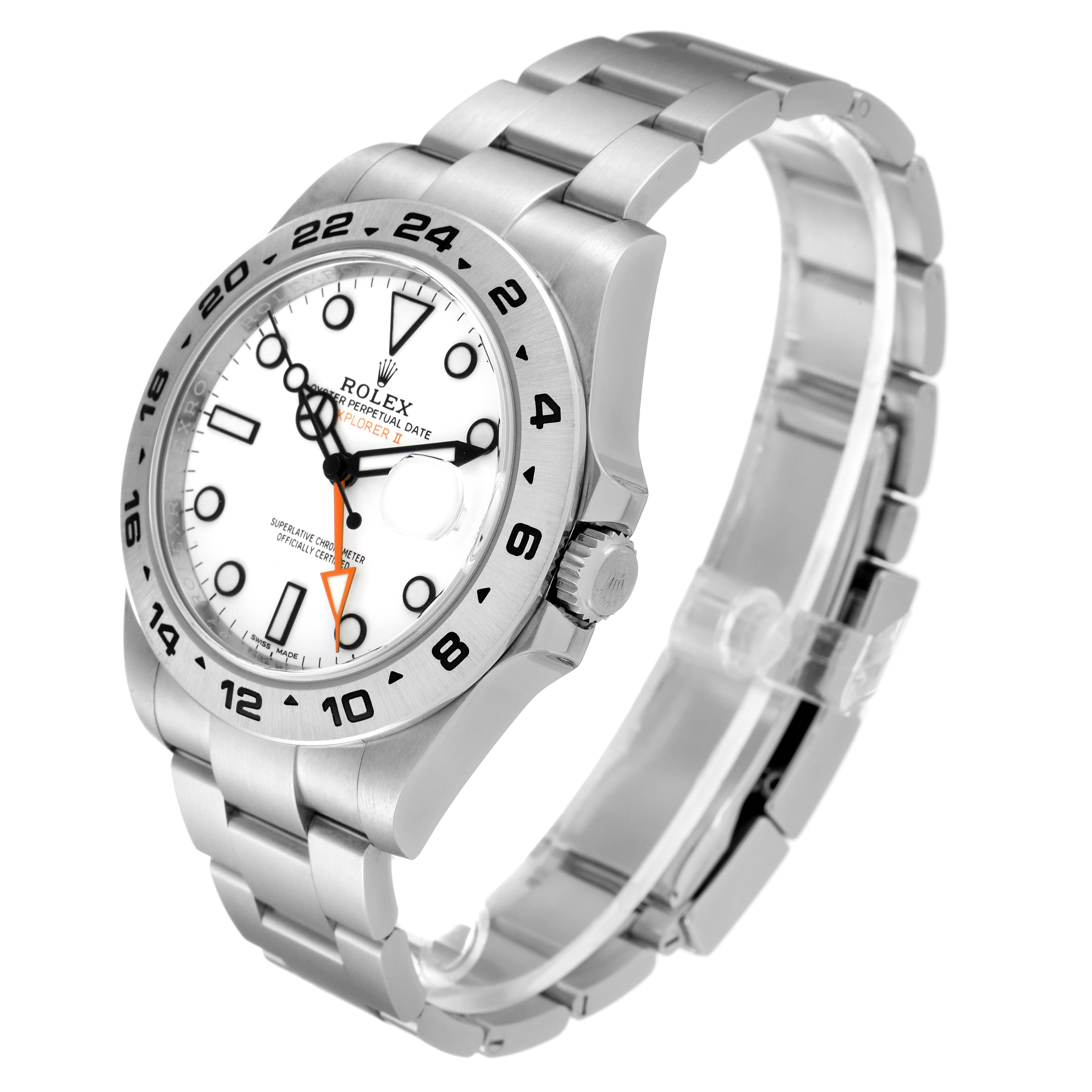 The image shows a side angle view of a Rolex Explorer 216570 Men's Stainless Steel White Dial 216570 Men's Stainless Steel White Dial watch, highlighting the face, bezel, crown, and metal bracelet.