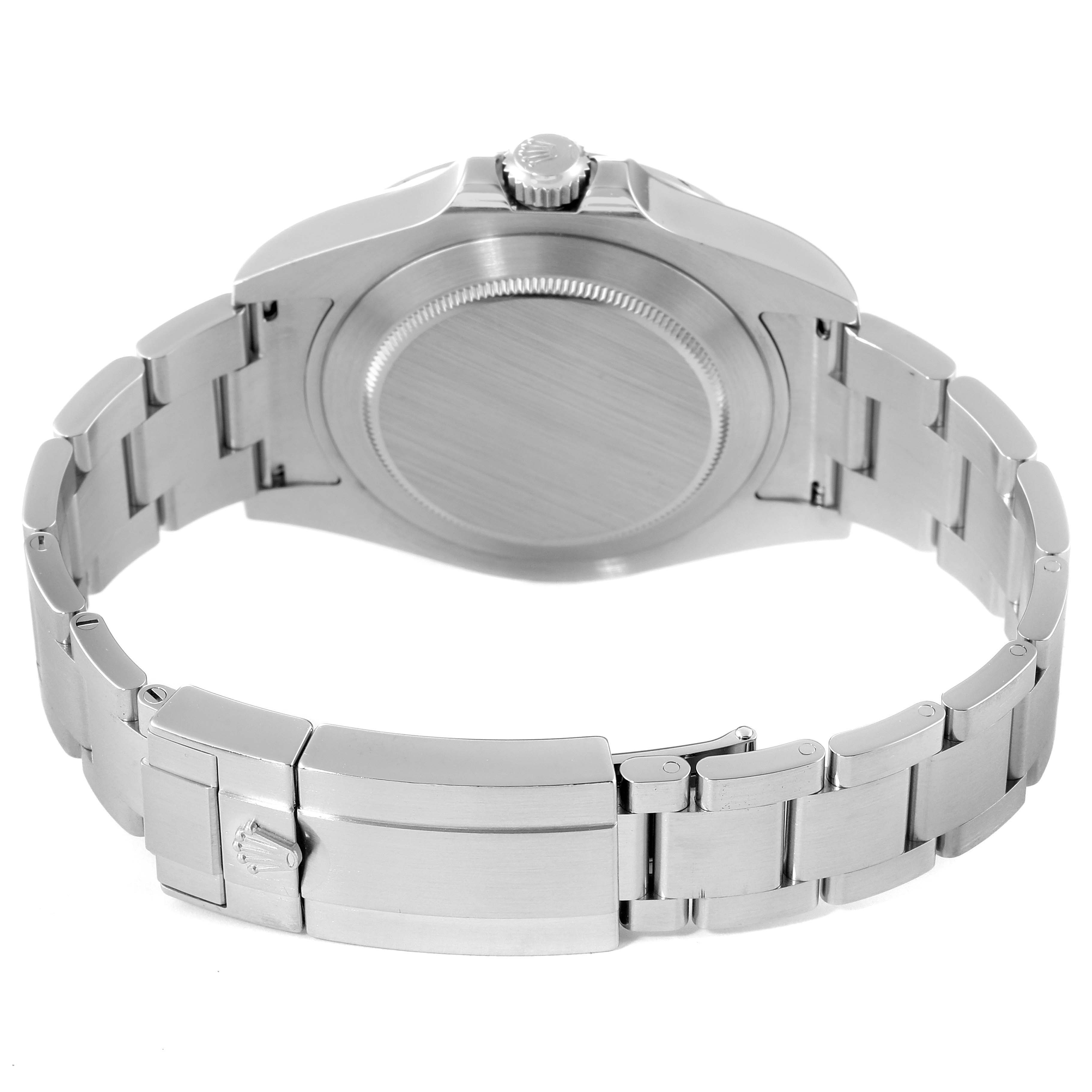 The image shows the back view of a Rolex Explorer 216570 Men's Stainless Steel White Dial 216570 Men's Stainless Steel White Dial watch, highlighting its stainless steel bracelet and case back.