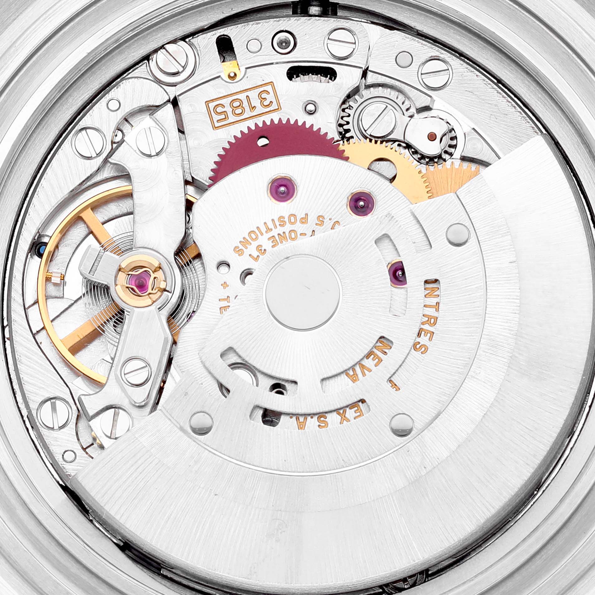 The image shows the internal mechanism and movement of the Rolex Explorer 16570 Men's Stainless Steel Black Dial 16570 Men's Stainless Steel Black Dial watch model.