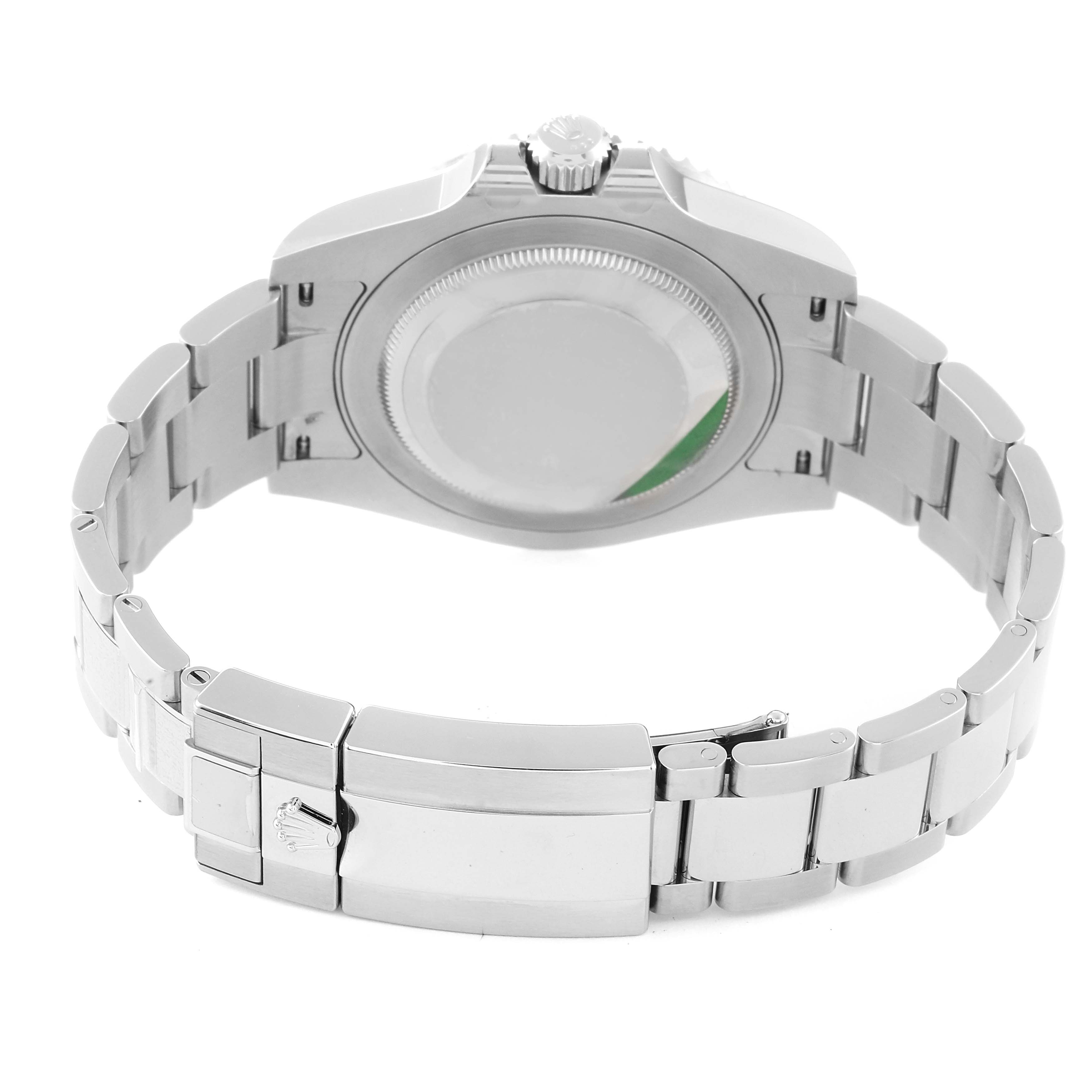 The image shows the back view of a Rolex GMT-Master 126710 Men's Stainless Steel Black Dial 126710 Men's Stainless Steel Black Dial watch, featuring the case back, bracelet links, and clasp.