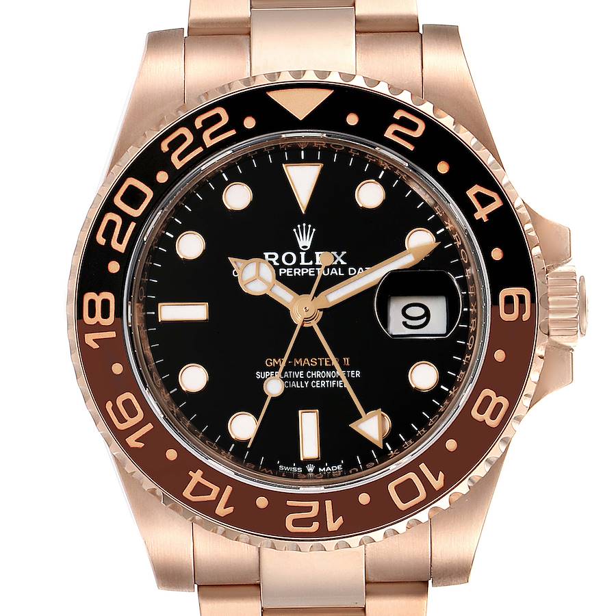 Rolex GMT Master II Everose Gold Black Dial Mens Watch 126715 Unworn SwissWatchExpo