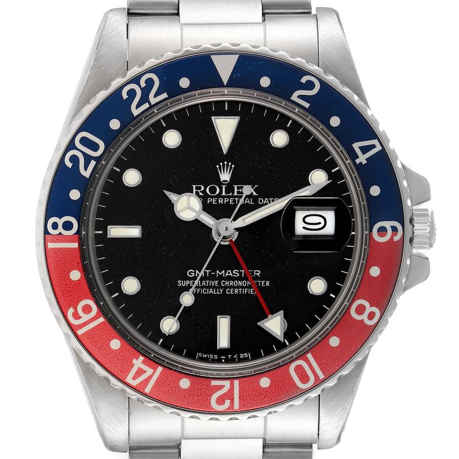 Rolex GMT Master Pepsi Bezel Vintage Steel Mens Watch 16750 SwissWatchExpo