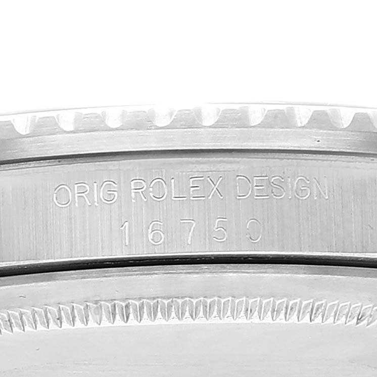 This image shows a close-up of the case side of a Vintage Collection Rolex watch, featuring the model number 16750.