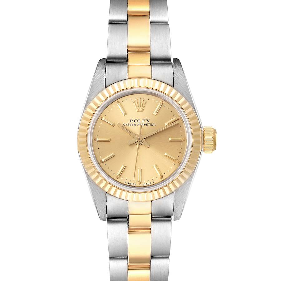 Rolex Oyster Perpetual Fluted Bezel Steel Yellow Gold Ladies Watch 67193 SwissWatchExpo
